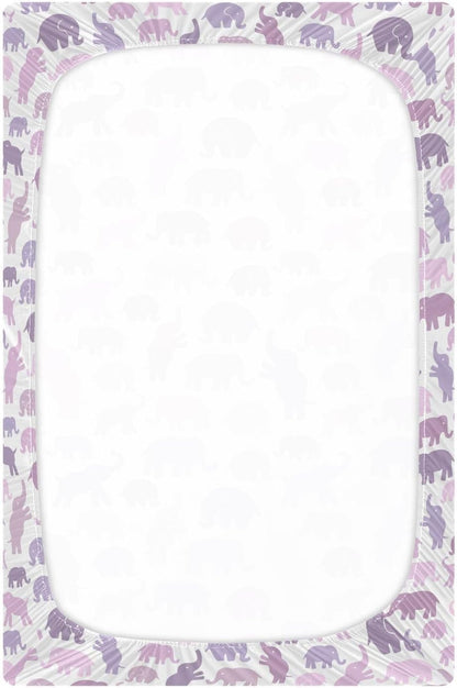 Fitted Crib Sheets Cactus and Floral Stretchy Portable Playard Sheets for Baby Toddler, Breathable Soft Mini Crib Mattress 52 x 28 in for Boys and Girls
