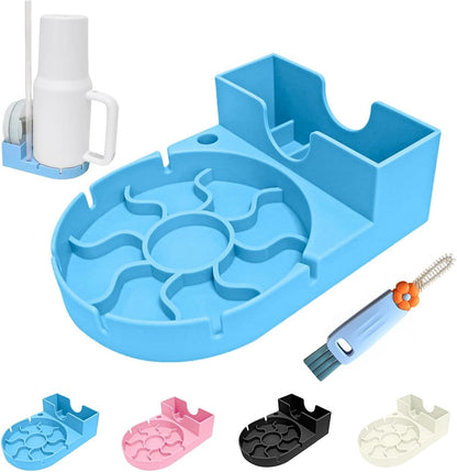 Silicone Bottle Drying Rack for Stanley Cup, Space Saving Tumbler Drying Rack for Water Bottles, Mugs, Glasses, Baby Bottles, Kitchen Accessories with Multifunction Brush(Black)