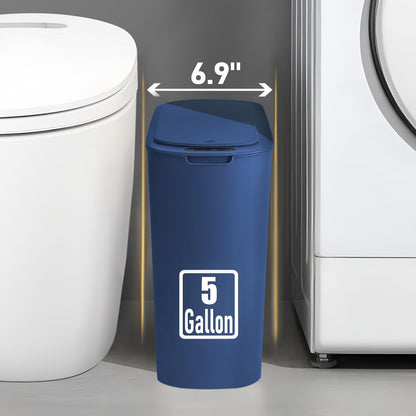 TIPGO 5 Gallon Motion Senor Bathroom Trash Can with Lid, Automatic Garbage Can Touchless, Smart Plastic Waste Basket for Narrow Spaces, Bathroom, Office, Bedroom, Living Room (White)