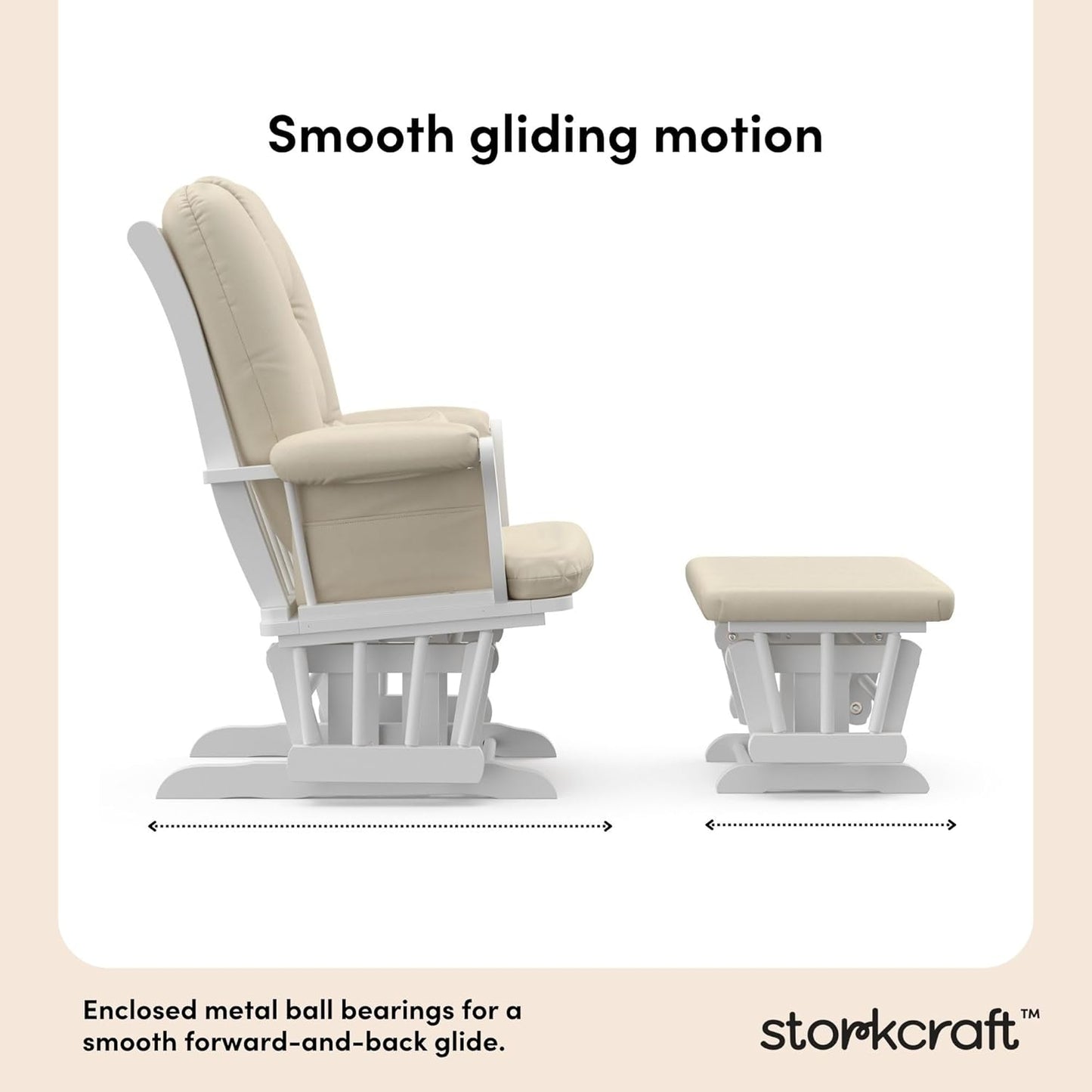 Storkcraft Tuscany Glider with Ottoman (Black/Gray) — GREENGUARD Gold Certified, Bonus Lumbar Cushion Included, Solid Wood Base, Smooth Motion, Award-Winning Nursery Rocking Chair, Glider and Ottoman