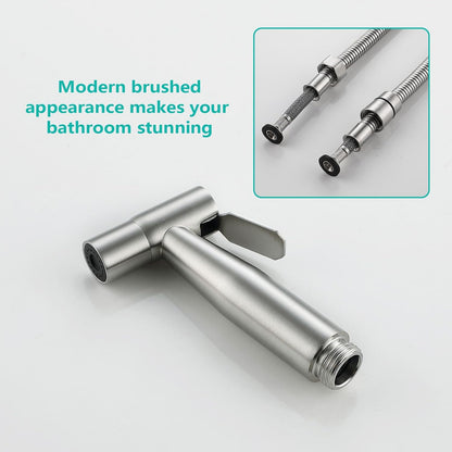 BARROCK Bidet Sprayer for Toilet, Handheld Jet Spray for Existing Toilets with Bidet Hose, Adjustable Water Pressure Muslim Shower, Stainless Steel Cloth Diaper/Feminine Wash Sprayer Brushed Nickel