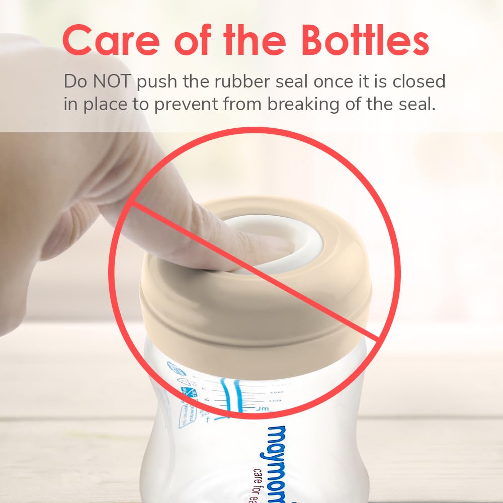 Maymom Screw Lids Aka Travel Caps with Rewritable Sealing Disc Compatible with Avent Bottle, Maymom Wide Mouth Bottles; Cap Replace Avent Natural Bottle Sealing Ring and Sealing Disc, 6pcs. (Blue)
