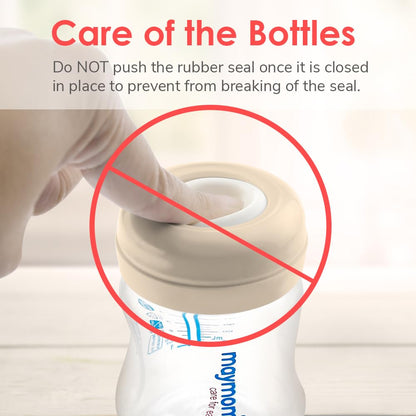 Maymom Screw Lids Aka Travel Caps with Rewritable Sealing Disc Compatible with Avent Bottle, Maymom Wide Mouth Bottles; Cap Replace Avent Natural Bottle Sealing Ring and Sealing Disc, 6pcs. (Blue)