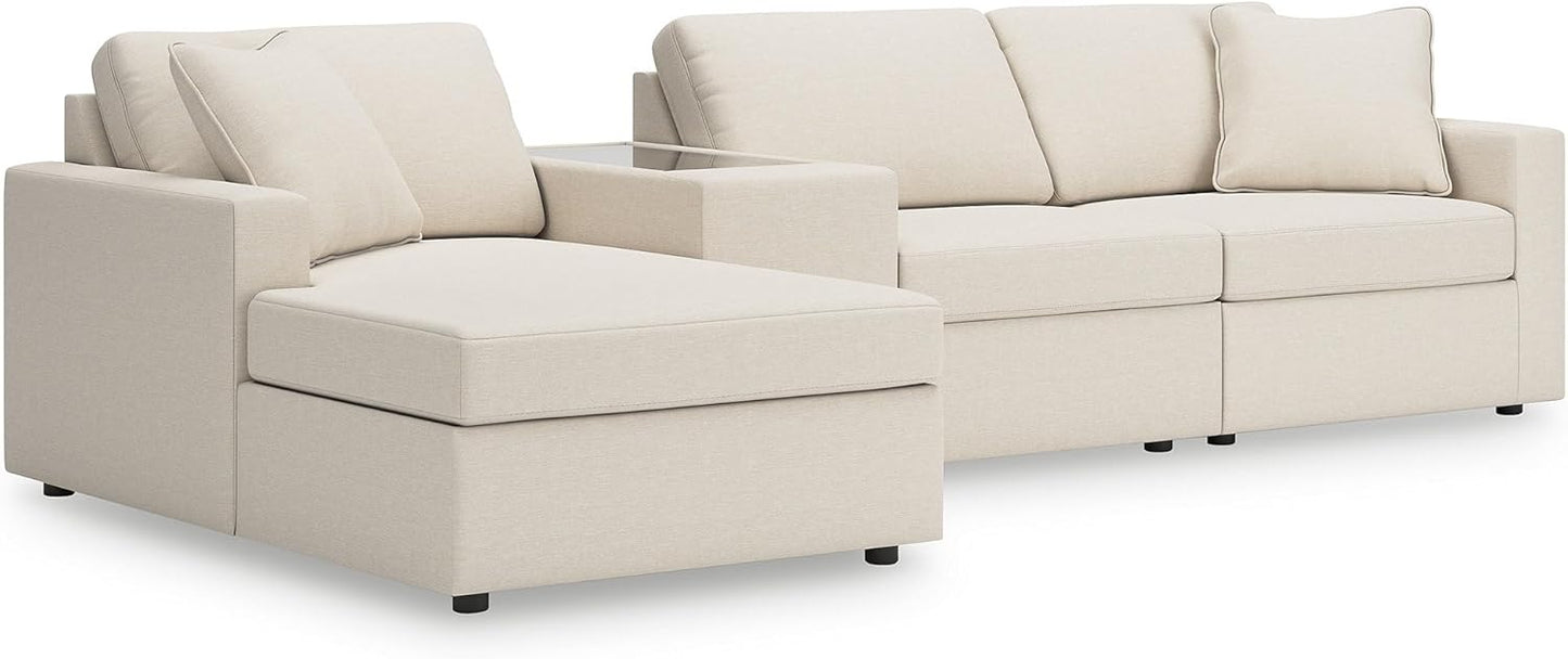 Signature Design by Ashley Modmax Coastal Press-Back Swivel Glider Rocker Recliner with Machine Washable Cover, Hidden Storage Compartments and 2 Bolster Pillows, Beige - Colors A