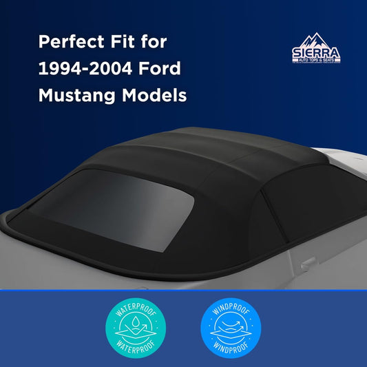 Sierra Auto Tops & Seats Convertible Top for 1994-2004 Ford Mustang - White, Sailcloth Vinyl - Convertible Top Replacement with Heated Glass Window - Mustang Convertible Top, Complete Soft Top