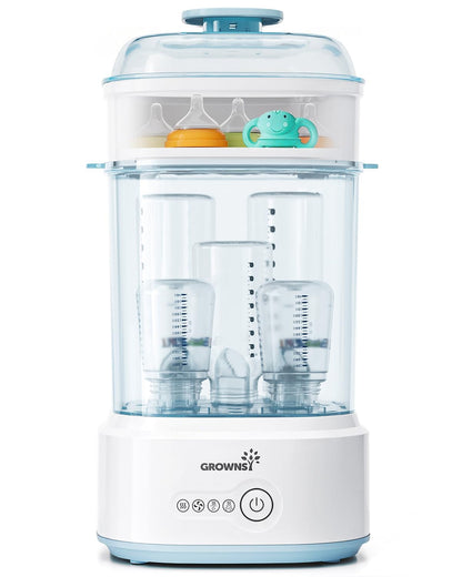 GROWNSY Bottle Sterilizer and Dryer, Compact Electric Steam Baby Bottle Sterilizer (Esterilizador de Biberones), Bottle Sanitizer for Baby Bottles, Pacifiers, Pump Parts
