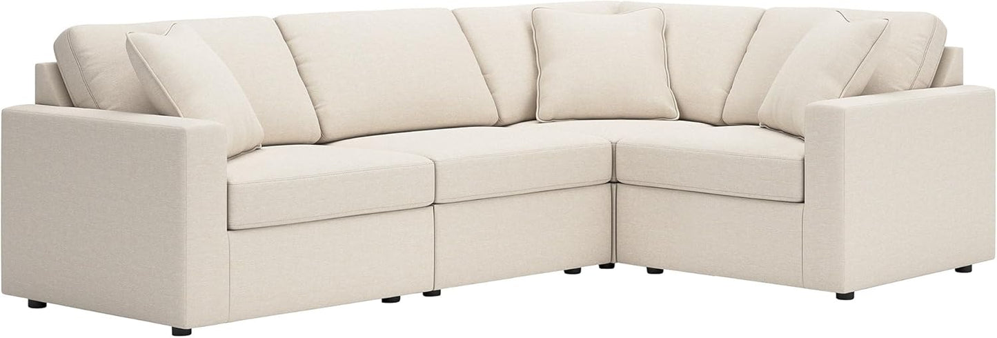 Signature Design by Ashley Modmax Coastal Press-Back Swivel Glider Rocker Recliner with Machine Washable Cover, Hidden Storage Compartments and 2 Bolster Pillows, Beige - Colors B
