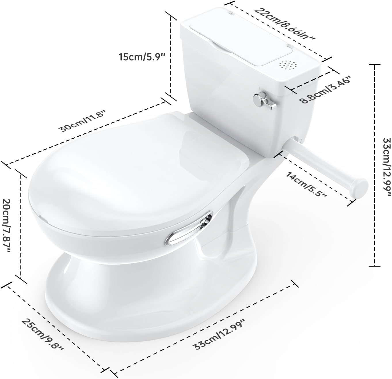 Potty Training Toilet for Baby, Realistic Potty Training Toilet with Soft Seat,Realistic Flushing Sound,Removable Pot,Storage Tank,Toilet Paper Holder,Splash Guard,Non-Slip for Toddler