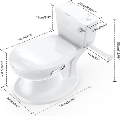 Potty Training Toilet for Baby, Realistic Potty Training Toilet with Soft Seat,Realistic Flushing Sound,Removable Pot,Storage Tank,Toilet Paper Holder,Splash Guard,Non-Slip for Toddler