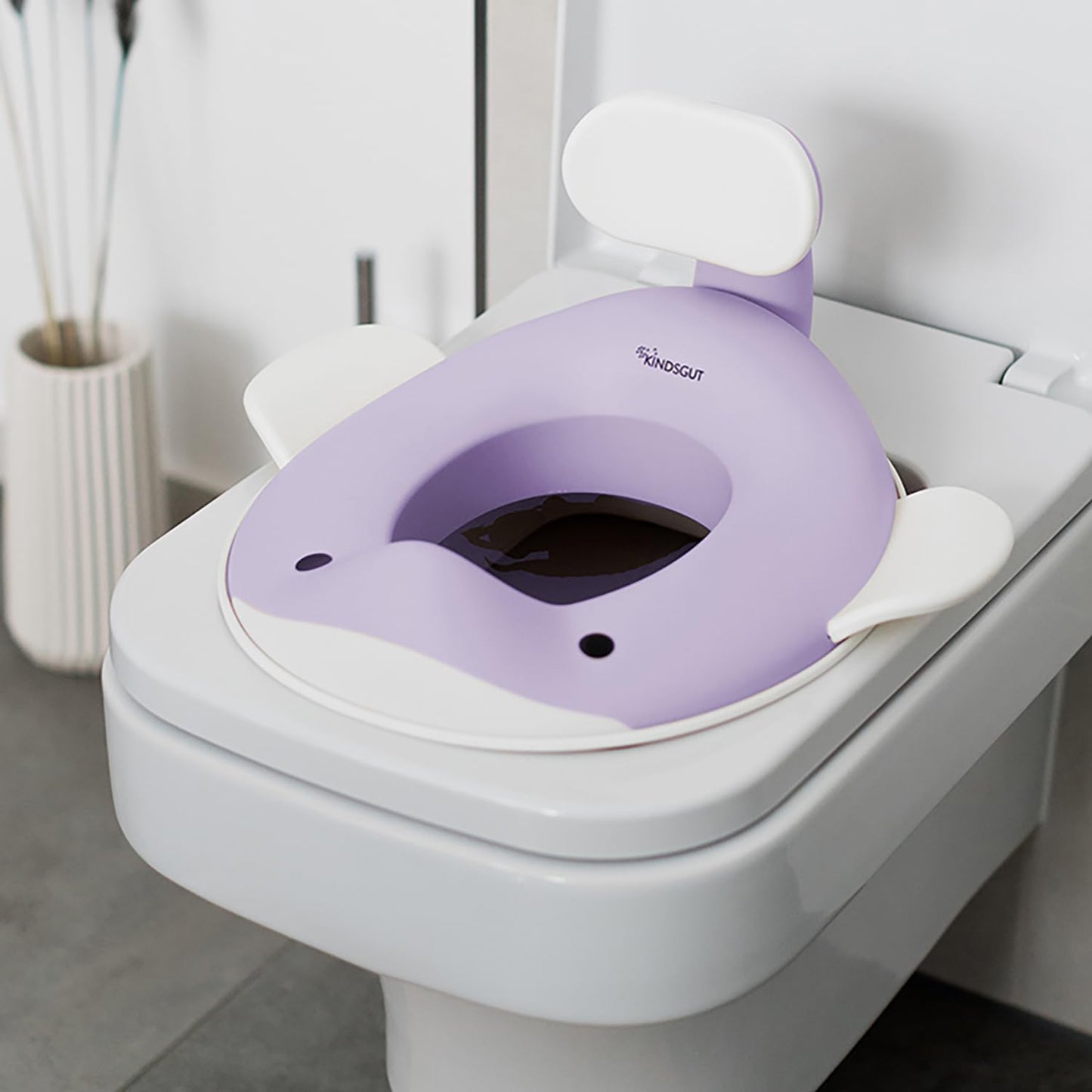 Kindsgut Whale Potty Training Seat for Toddlers – Kids Toilet Seat with Backrest, Non-Slip, Fits Round & Oval Toilet Seats, Designed in Germany, Peach