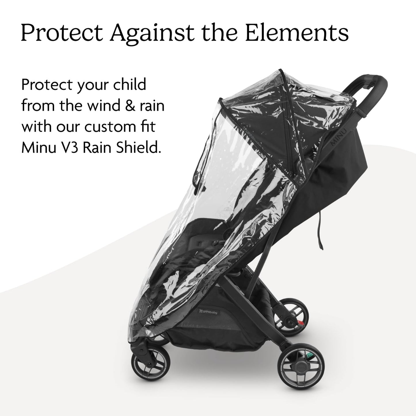 UPPAbaby Minu V3 Rain Shield - Waterproof and Windproof Coverage - Ventilated Design - Quick Attachment - Easy Access to Child