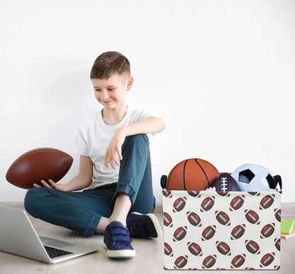 Rectangle Rugby Storage Basket with Handles, Collapsible Storage Bin, Cute Books Box,Room Decor(Rugby)