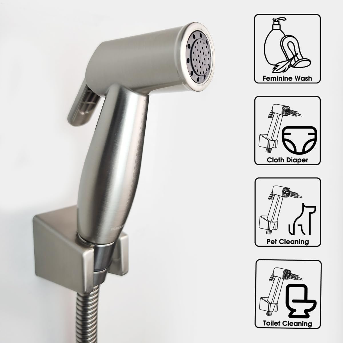 Handheld Bidet Sprayer for Toilet, Lockable Push Button, ABS Bidet Sprayer Set with Hose & T-Valve, Easy Install - Niken Color
