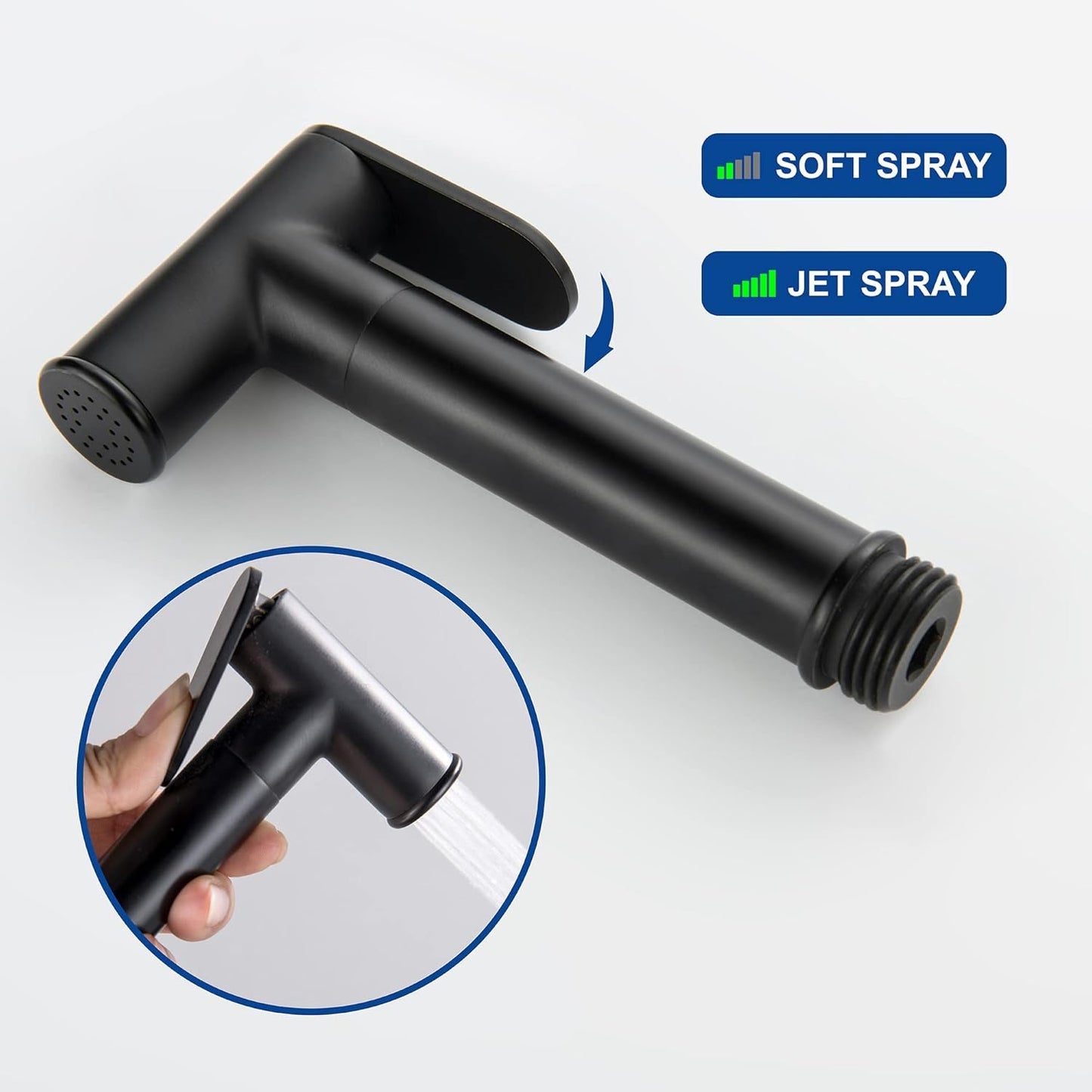 SHAMANDA Handheld Bidet Sprayer for Toilet, Stainless Steel Baby Cloth Diaper Sprayer Kit, Bathroom Toilet Bidet Attachment Set for Bathing Pets Feminine Hygiene, Matte Black BDS01-7