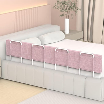 Bed Rail, Bed Bumper for Toddlers, Kid, 78.7 Inch Bed Side Rails Safety for Queen, King, Full, Twin, Bunk, Dorm Beds to Prevent Falls, Bed Barrier for Dogs, Easy Installation (Pink, 4 Packs)