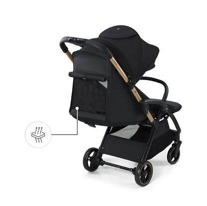 Kinderkraft APINO Lightweight Auto Folding Stroller, Compact Travel Baby Stroller for Newborn to Toddler, Reclining Seat, 5-Point Harness, Black