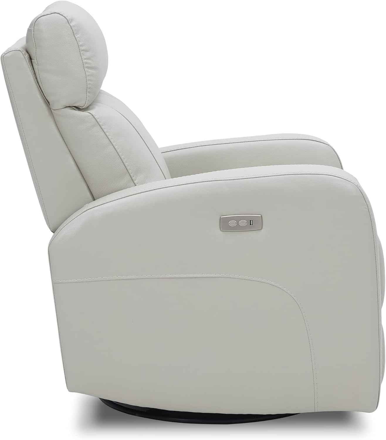 CHITA Genuine Leather Power Recliner Chair for Adults, FSC Certified Electric Nursery Swivel Glider for Living Room, Camel Brown