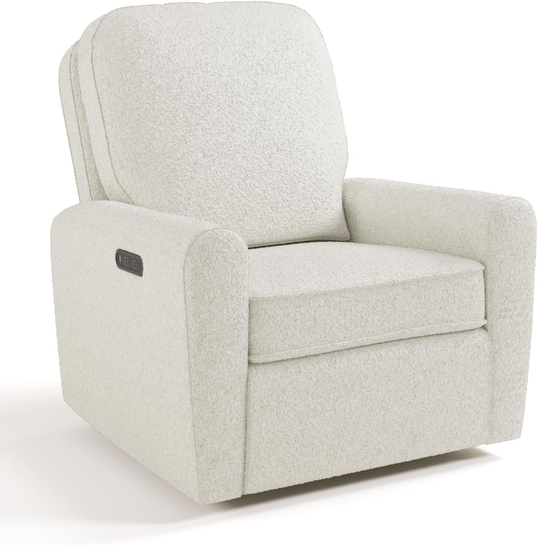 Storkcraft Amalfi Deluxe Power Recliner Swivel Glider – Premium Electronic Nursery Rocking Chair, Oeko-TEX 100 Certified, Includes Dual-USB Charging Port with USB-A & USB-C (Black Boucle)