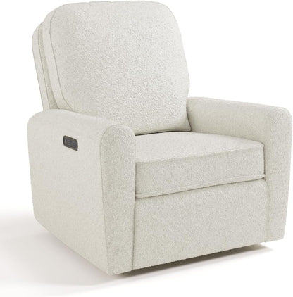 Storkcraft Amalfi Deluxe Power Recliner Swivel Glider – Premium Electronic Nursery Rocking Chair, Oeko-TEX 100 Certified, Includes Dual-USB Charging Port with USB-A & USB-C (Black Boucle)