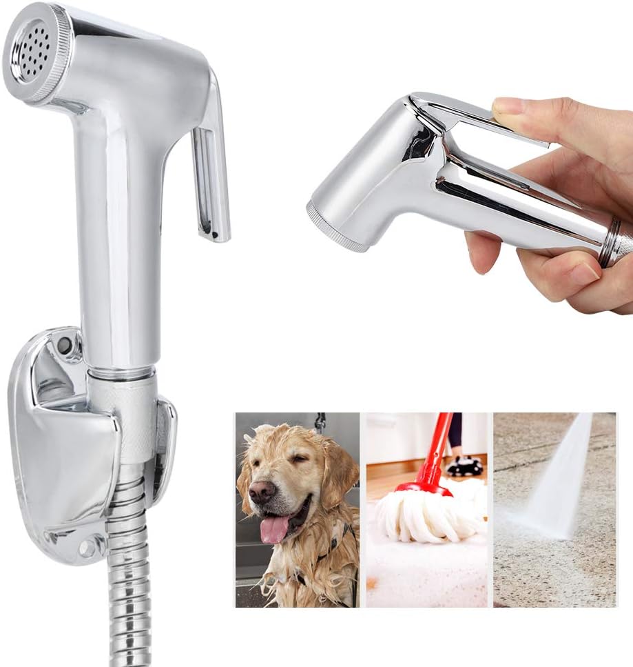 Handheld Bidet Sprayer for Toilet, High Pressure Sprayer Kit, 3Pcs/Set Electroplating Bidet Sprayer Spray Bracket Hose for Feminine Wash Baby Diaper Cloth Washer Cleaner Pet