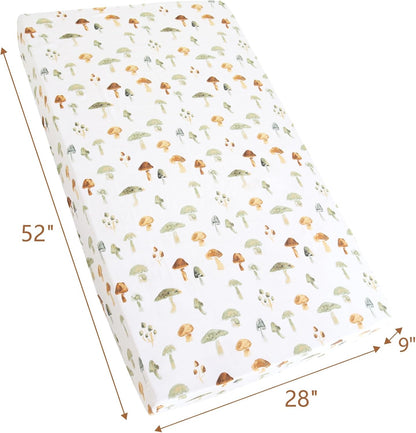 LifeTree Crib Sheets for Baby Unisex - Muslin Fitted Crib Sheets Toddler Bed Sheet, 70% Viscose from Bamboo and 30% Cotton, Fits Mini Crib & Pack and Play Playard, Bear, 26in x 38in