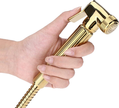 Solid Brass Wall Mount Bidet Sprayer Toilet Diaper Spray Shattaf Kit Powerful Jet Rinsing for Bathroom Gold 47.2 Inch