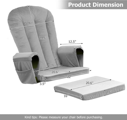 5PCS Suede Glider Rocker Replacement Cushions with 29.5" High Backrest & Side Pockets, Thickened Soft Glider Rocking Chair Cushions with Ottoman Cushion for Indoor Nursery Rocking Chair, Green