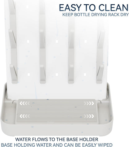Baby Bottle Drying Rack: Large Vertical Bottle Dryer Rack Holder - Space Saving Standing Drying Rack for Baby Bottles and Pump Part Cleaning（Beige）