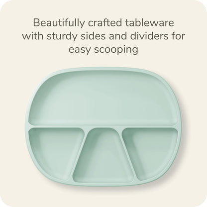 NUK Silicone Baby Tableware Bundle, Includes 1 Plate, 1 Bowl, 1 Cup, & 1 Spoon, Durable Suction Feature Helps Reduce Spills, Microwave-Safe, BPA-Free