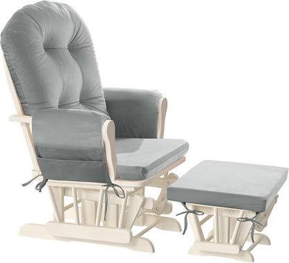 HOMBYS Glider Rocker Replacement Cushions 5 PCS with Storage Side Pocket, Velvet Fabric, Foam & Microfiber Filling, Non-Slip & Washable,Thickened & Supportive for Glider Rocking Chair