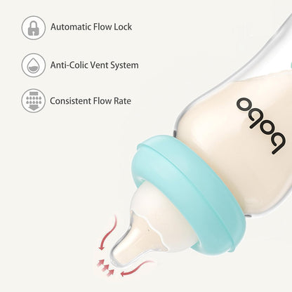YOHKOH Natural Glass Baby Bottle with Level 1 Slow Flow Nipple, Newborn Anti-Colic Baby Bottles, Wide Neck Mushroom Baby Glass Bottle (Multicolour-A, 3.4oz (Pack of 4))
