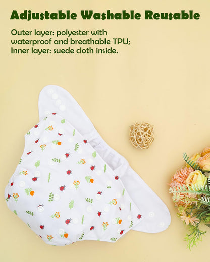 ALVABABY Baby Cloth Diapers 6 Pack with 12 Inserts Cloth Diaper Covers Adjustable Washable Reusable for Baby Girls and Boys