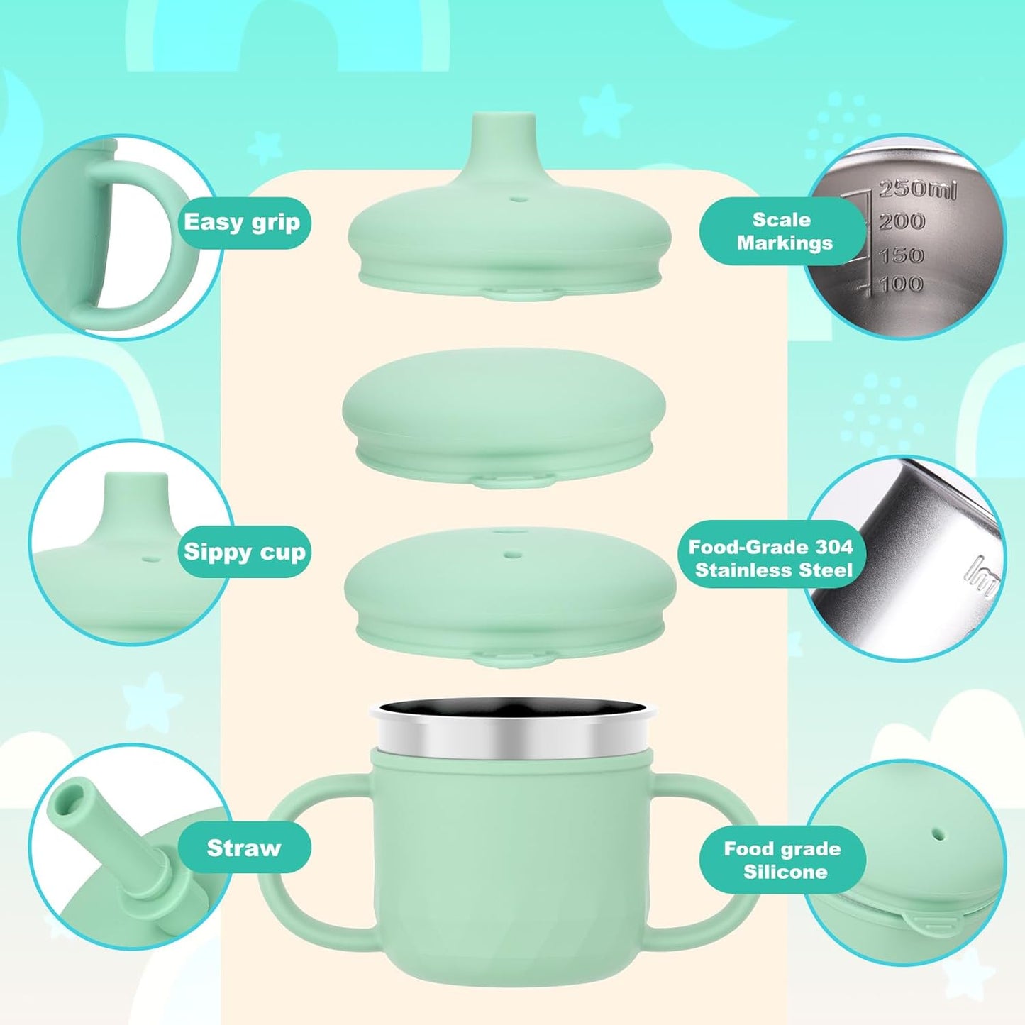 BUSOHA 3 Pack Stainless Steel Baby Bowls with Lid – 2-in-1 Toddler Feeding Bowl Heat-Resistant Spill-Proof Plate Suction Bowls for Kids Baby Toddler Food Feeding