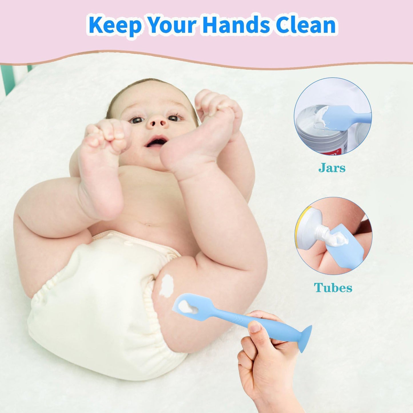 Diaper Cream Spatula Butt Spatula Baby Diaper Spatula, Soft Silicone Butt Paste Spatula Diaper Rash Cream Applicator Diaper Cream Brush with Suction Cup Base