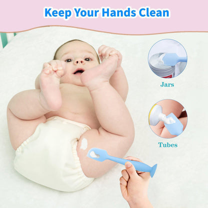 Diaper Cream Spatula Butt Spatula Baby Diaper Spatula, Soft Silicone Butt Paste Spatula Diaper Rash Cream Applicator Diaper Cream Brush with Suction Cup Base