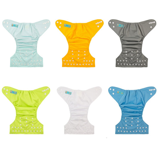 ALVABABY Baby Cloth Diapers 6 Pack with 12 Inserts Cloth Diaper Covers Adjustable Washable Reusable for Baby Girls and Boys