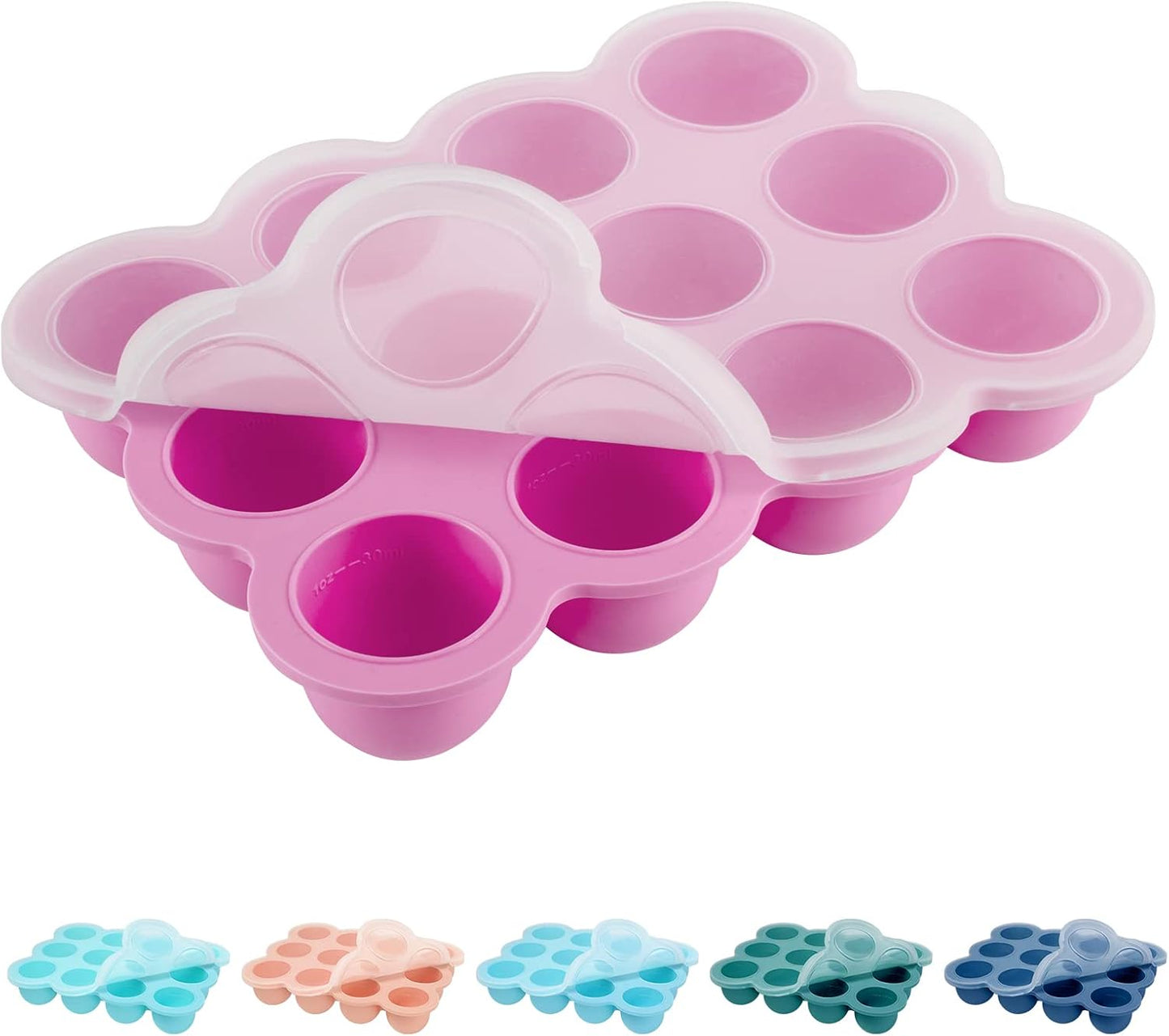 12x1.5oz Baby Food Storage Containers, Baby Food Freezer Tray with Clip Lid Gossamer Pink, Food Grade Silicone Freezer Trays for Purees & Vegetables