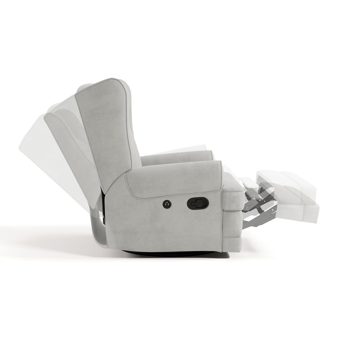 Storkcraft Serenity Glider Recliner Nursery Rocking Chair with USB Charging Port (Ivory) – Premium Upholstered Nursery Glider Recliner with Manual Recline Function, Dual USB Charging