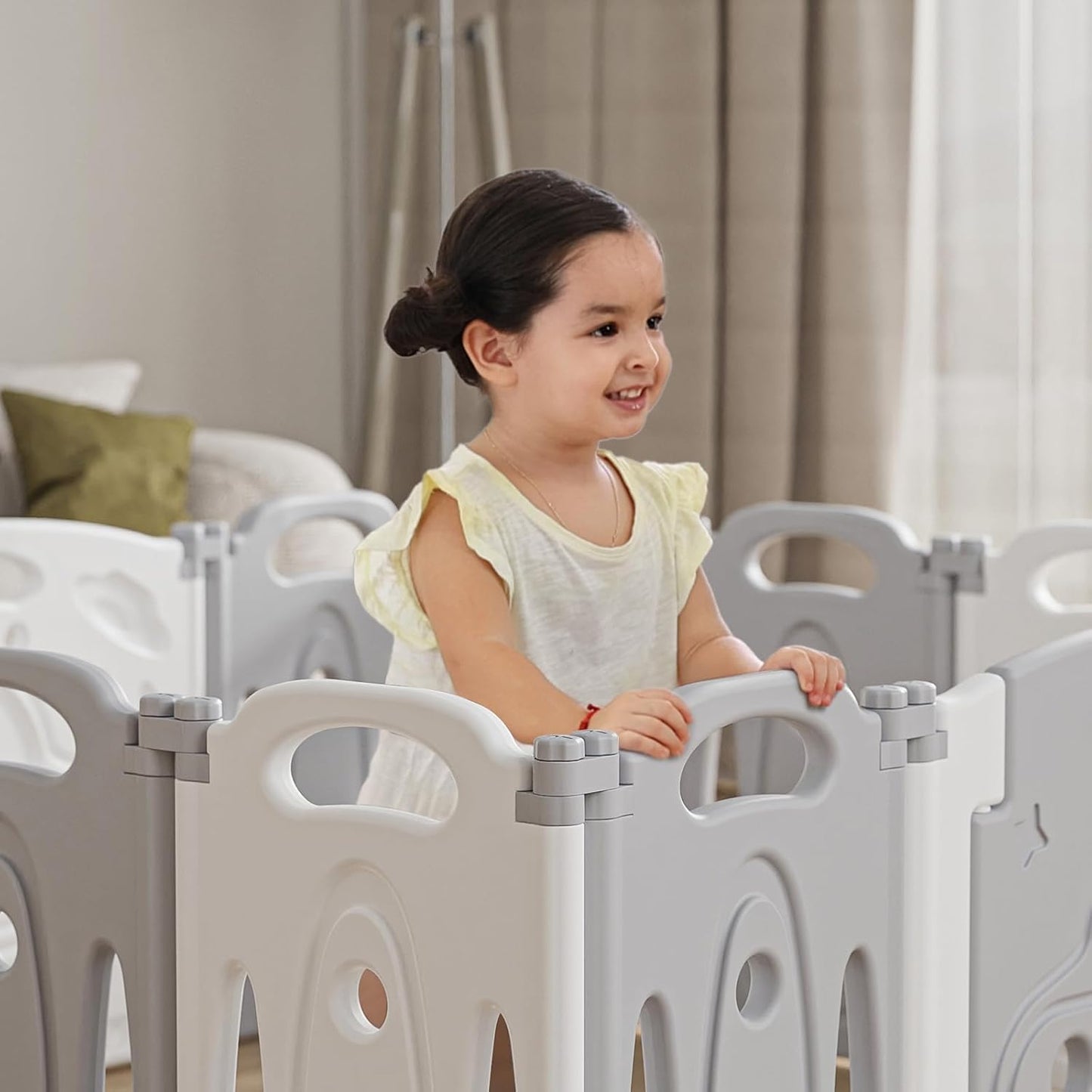 Baby Playpen Kids Activity Centre Safety Play Yard Home Indoor Outdoor New Pen (Multicolour) (White) (Macarons Classic Set 14 Panel)