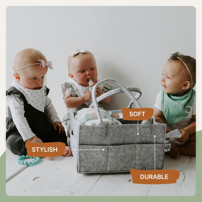 Parker Baby Diaper Caddy - Nursery Storage Bin and Car Organizer for Diapers and Baby Wipes - White, Large