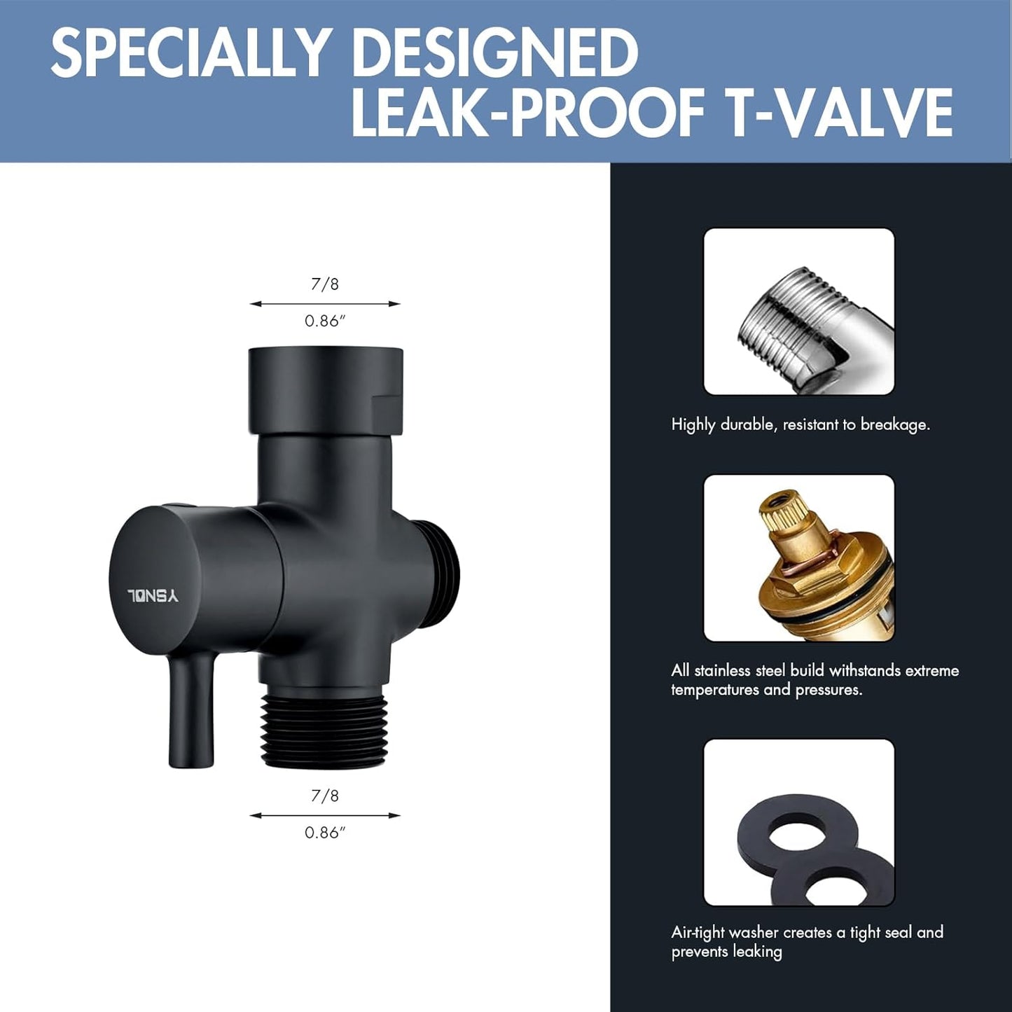 Handheld Bidet Sprayer for Toilet, Premium Stainless Steel Bathroom Bidet Sprayer Set with One-Click Start & Powerful Pressure, Baby Cloth Diaper Sprayer with Complete Accessories - Matte Black