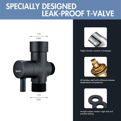 Handheld Bidet Sprayer for Toilet, Premium Stainless Steel Bathroom Bidet Sprayer Set with One-Click Start & Powerful Pressure, Baby Cloth Diaper Sprayer with Complete Accessories - Matte Black