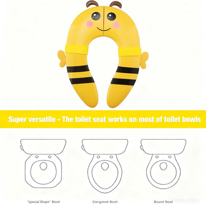 PandaEar Toilet Seat Cover | Folding Travel Toilet Seat for Children and Potty Training | Portable Silicone Toilet Seat for Toddlers, Boys & Girls with Non-Slip Silicone Pads -Panda