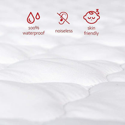 Waterproof Pack and Play Mattress Pad Sheets Fitted 2 Pack (Cover Only), Cotton Fabric Pack and Play Protector, Fits Graco Play Yard, Baby Mini Crib Sheet Cover