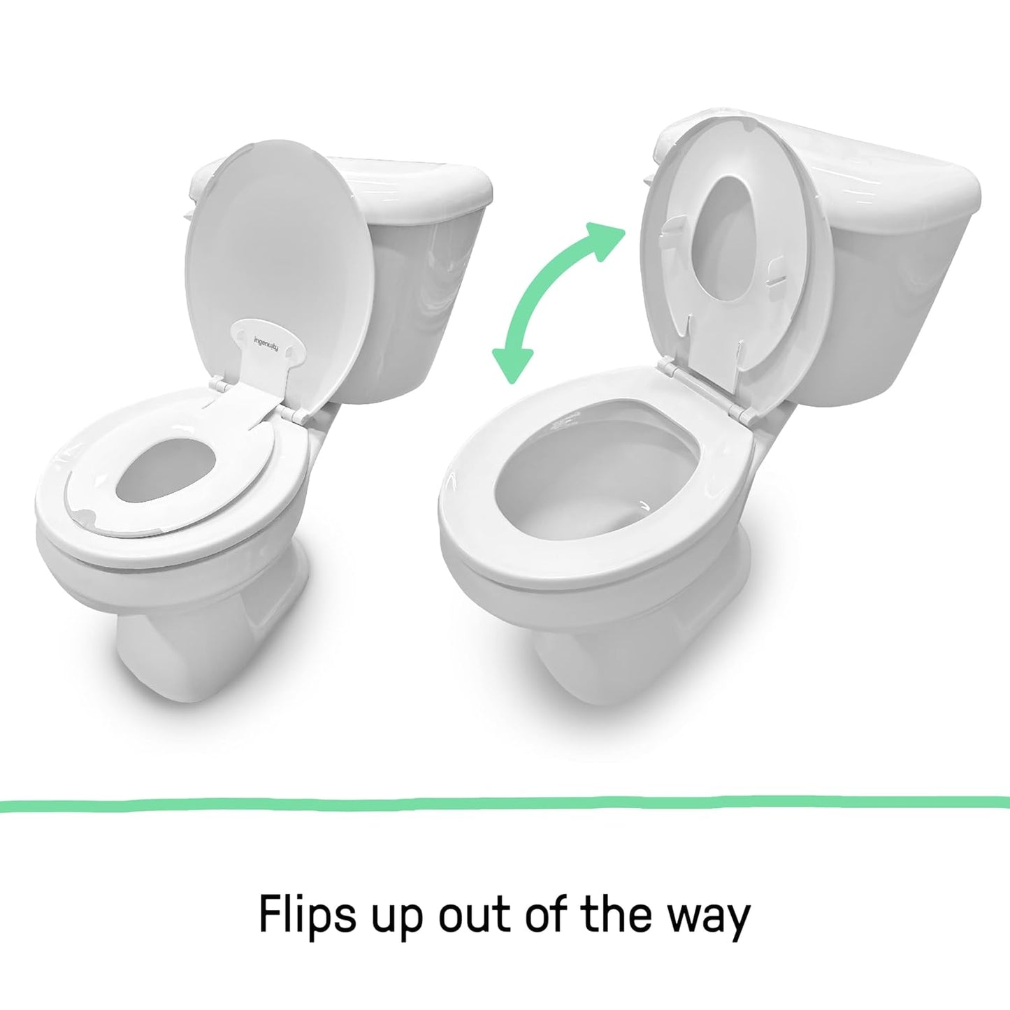 Ingenuity Ready Set Go Potty Training Toilet, Removable Bowl, Non-Skid Bottom, Wide Stable Base, Age 18 Months & Up, White & Grey
