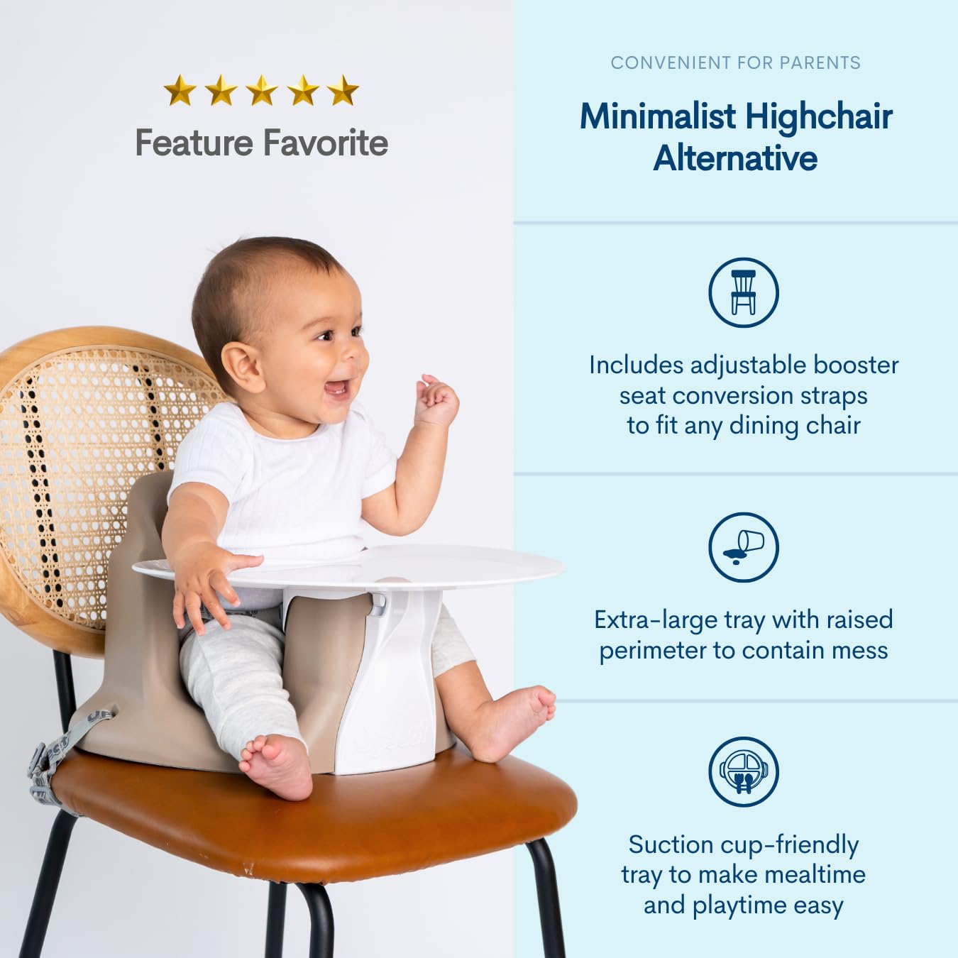 Upseat – The Original Ergonomic Baby Floor & Booster Seat with Tray, Developed with Physical Therapists for Upright Posture & Healthy Hip Development, 4–24 Months, Dishwasher-Safe Extra-Large Tray