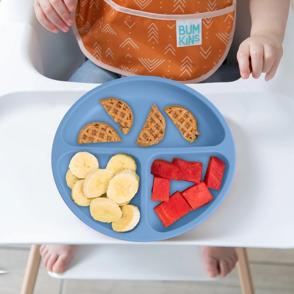 Vicloon Suction Plates, 2 Pcs Baby Toddler Plate Silicone, BPA Free Divided Plate, Divided Plate Design,Silicone Grip Dish Microwave & Dishwasher Safe