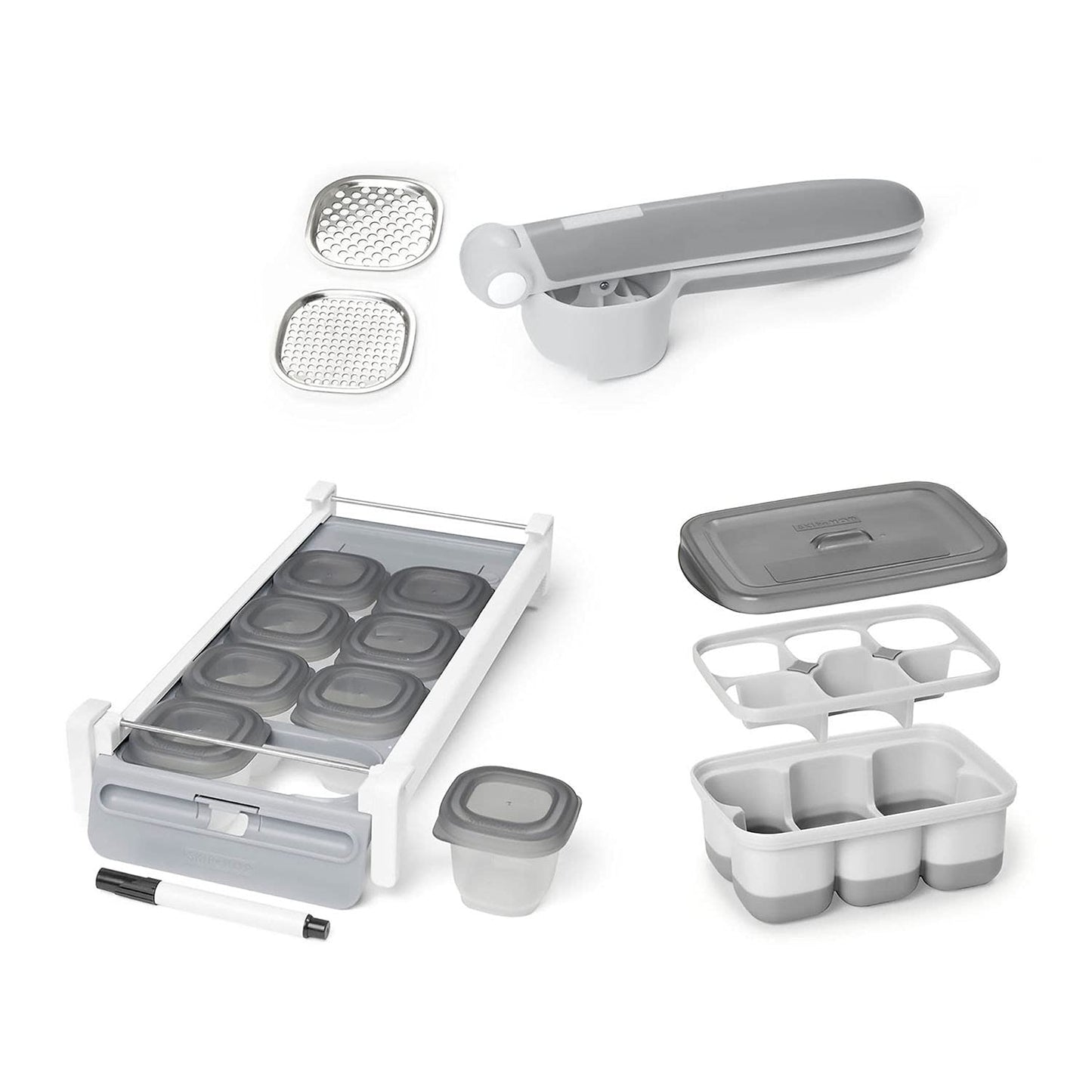 Skip Hop Baby Food Maker, Easy Prep Press Set, Grey