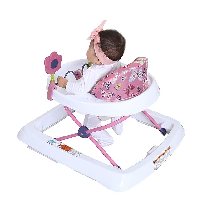 Smart Steps Trend Activity Walker with Removeable Toy Bar, Multi-Directional Front Wheels, Tray, Adjustable Height and Flat Fold Frame for Storage, Ages 6 Months +, Emily Pink