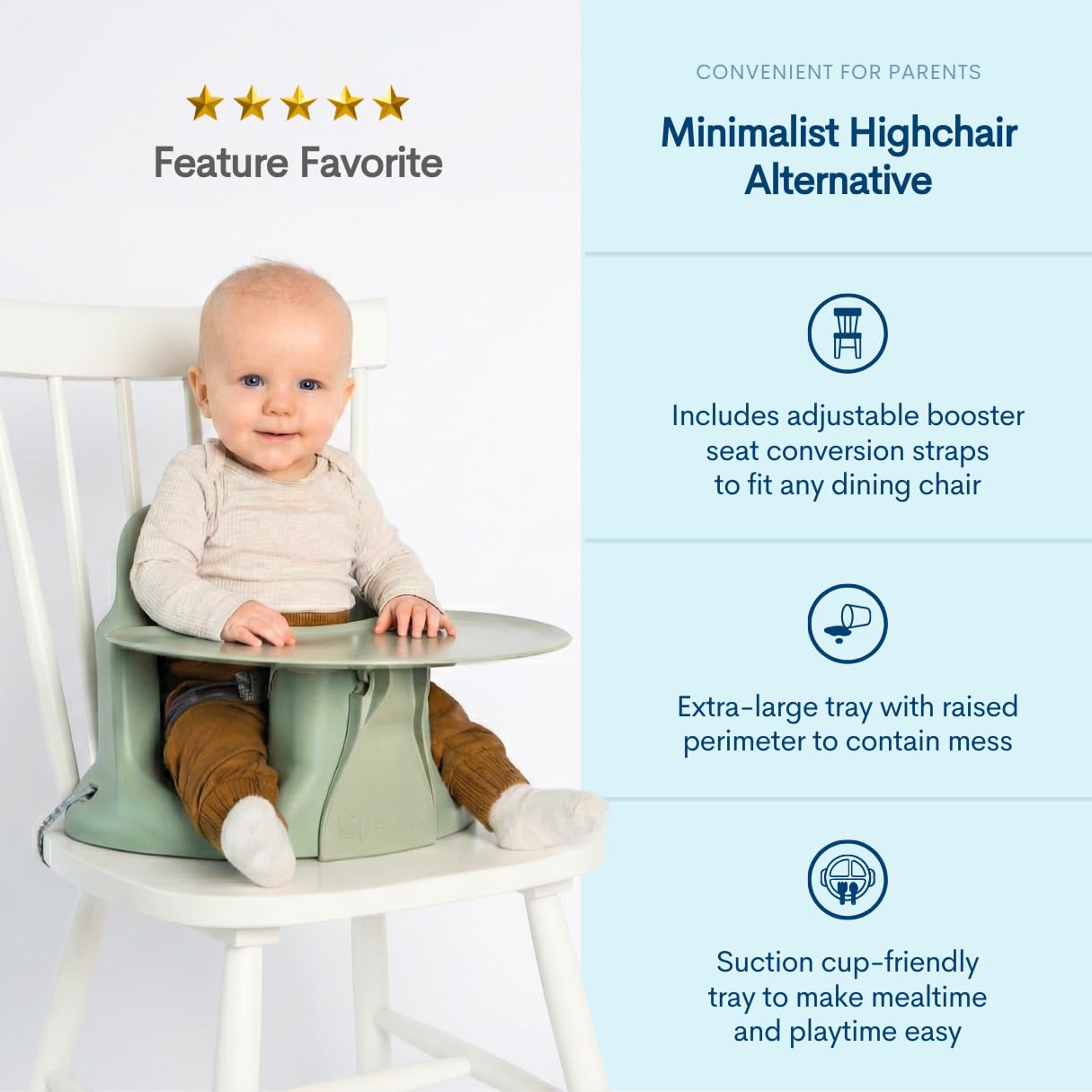 Upseat – The Original Ergonomic Baby Floor & Booster Seat with Tray, Developed with Physical Therapists for Upright Posture & Healthy Hip Development, 4–24 Months, Dishwasher-Safe Extra-Large Tray